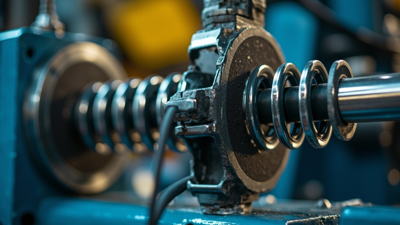 工程师检查振动驱动单元上的板簧